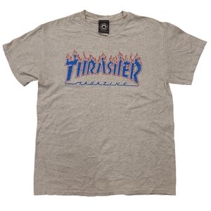 Thrasher T-Shirt Mens Medium Blue + Red Logo